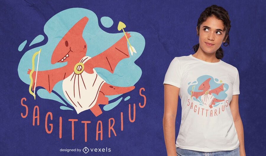 Diseño de camiseta de dinosaurio signo del zodiaco sagitario Diseño de camiseta de dinosaurio signo del zodiaco sagitario
