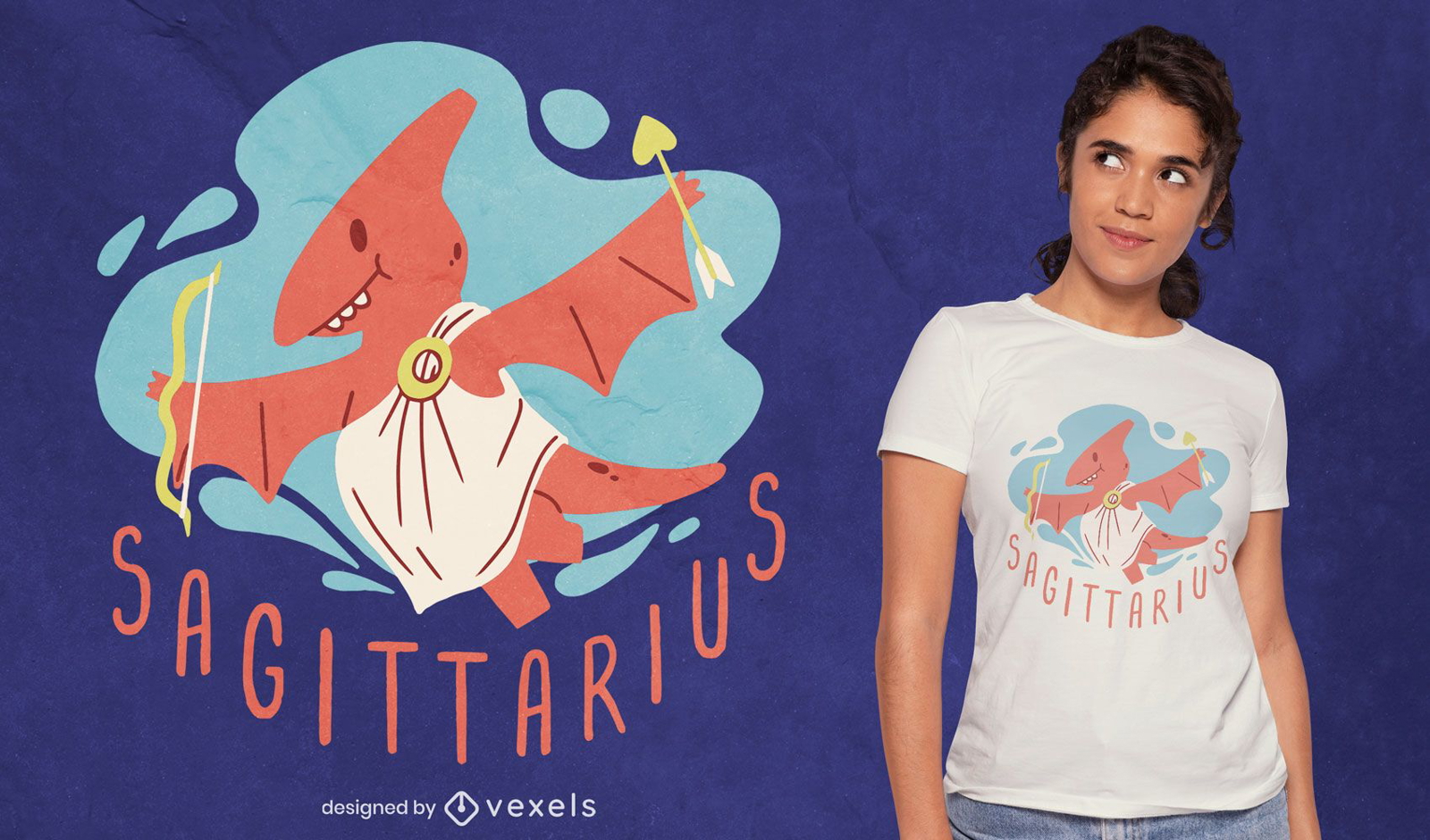 Dinosaur zodiac sign sagittarius t-shirt design