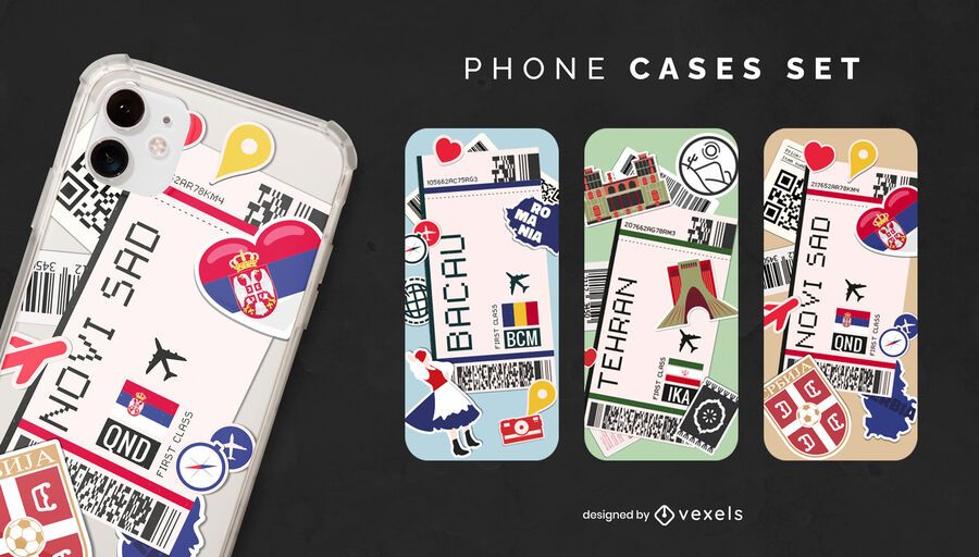 Juego de fundas para teléfonos con tarjeta de embarque internacional Juego de fundas para teléfonos con tarjeta de embarque internacional