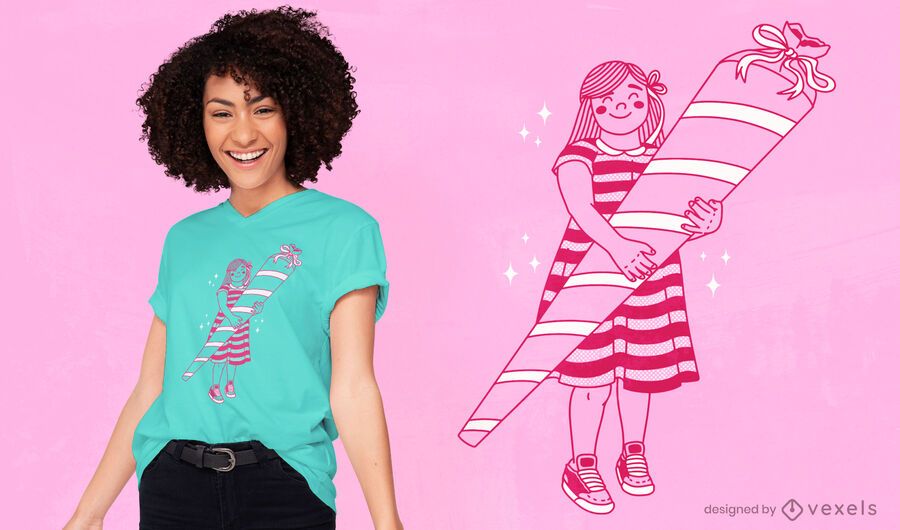 Girl with sugar cone t-shirt design Girl with sugar cone t-shirt design