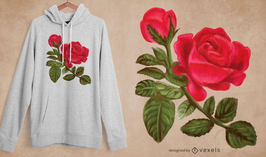 Diseño de camiseta rosa acuarela Diseño de camiseta rosa acuarela