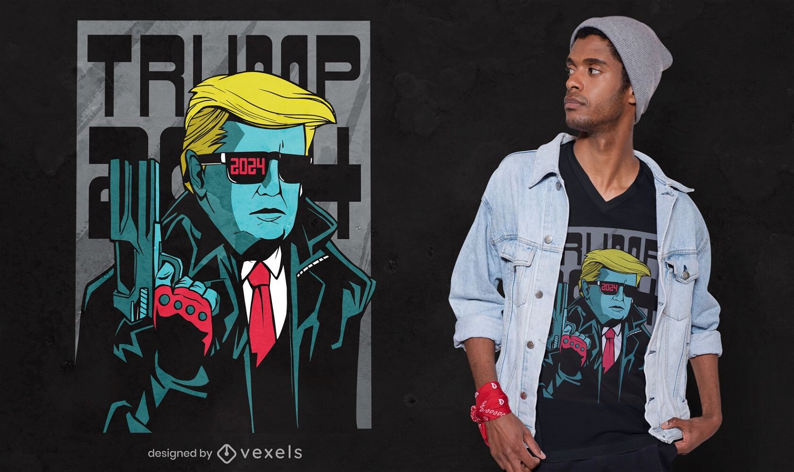 Trump 2024 Comic-Stil T-Shirt Design