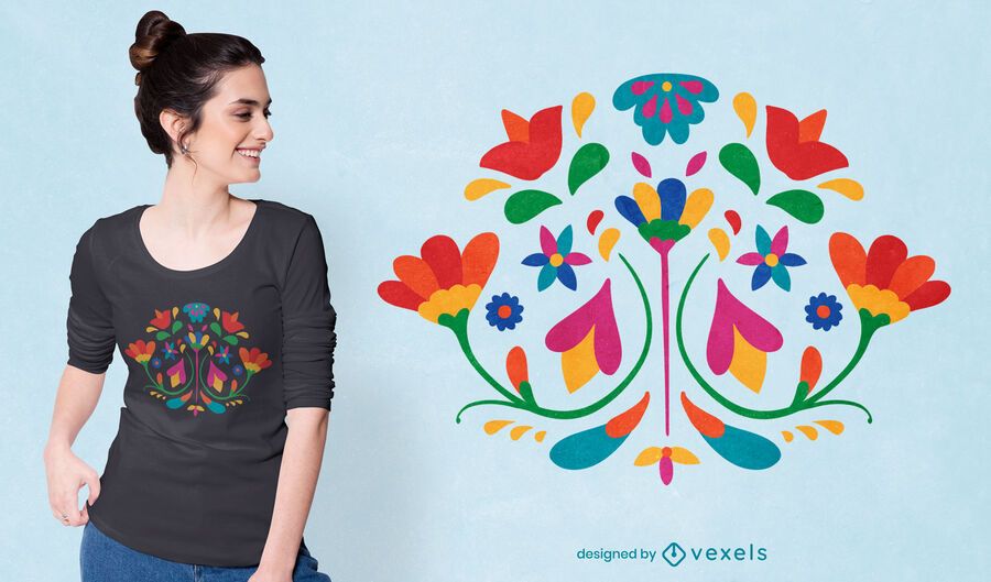 Otomi flower mexican decoration t-shirt design Otomi flower mexican decoration t-shirt design