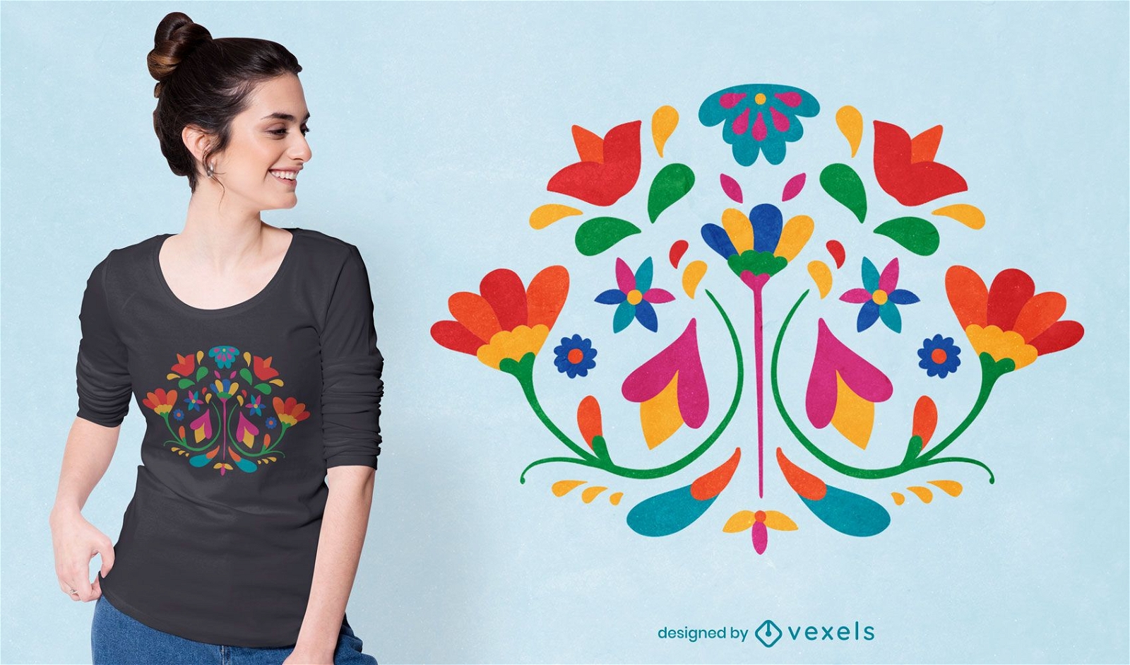 Otomi flower mexican decoration t-shirt design
