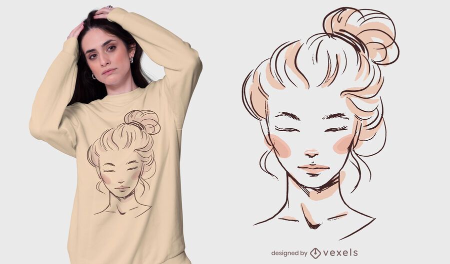 Girl messy bun t-shirt design Girl messy bun t-shirt design