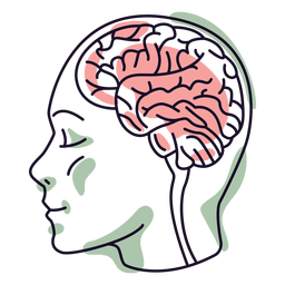Head with brain color stroke PNG Design