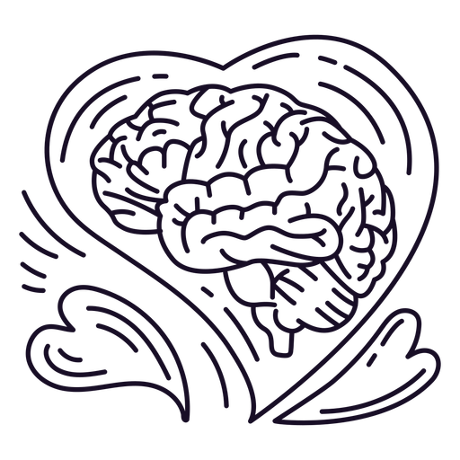 Heart with brain stroke PNG Design