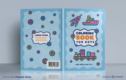 Diseño de portada de libro para colorear de juguetes de vehículos