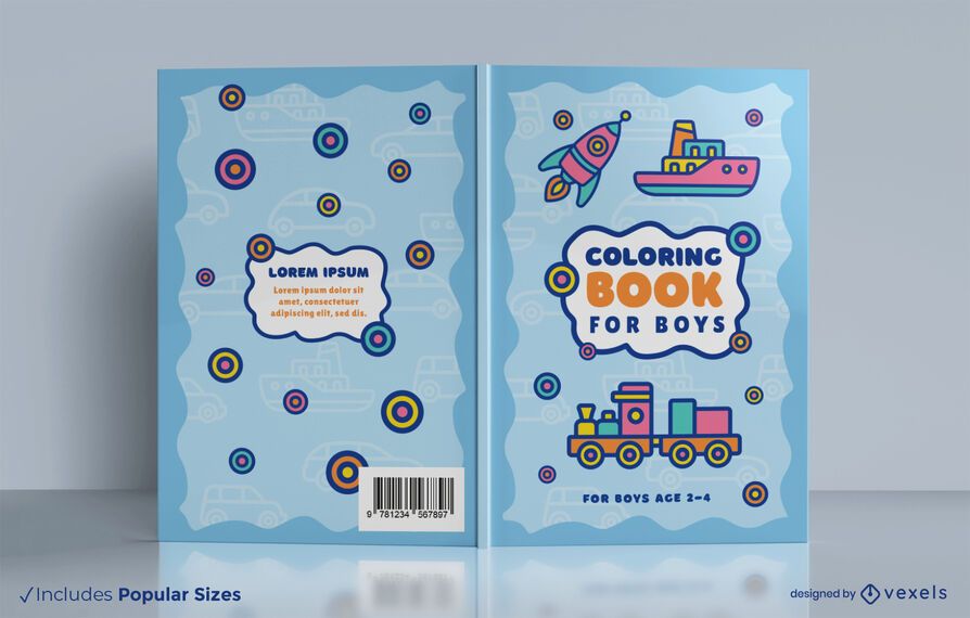 Vehicle toys coloring book cover design Vehicle toys coloring book cover design
