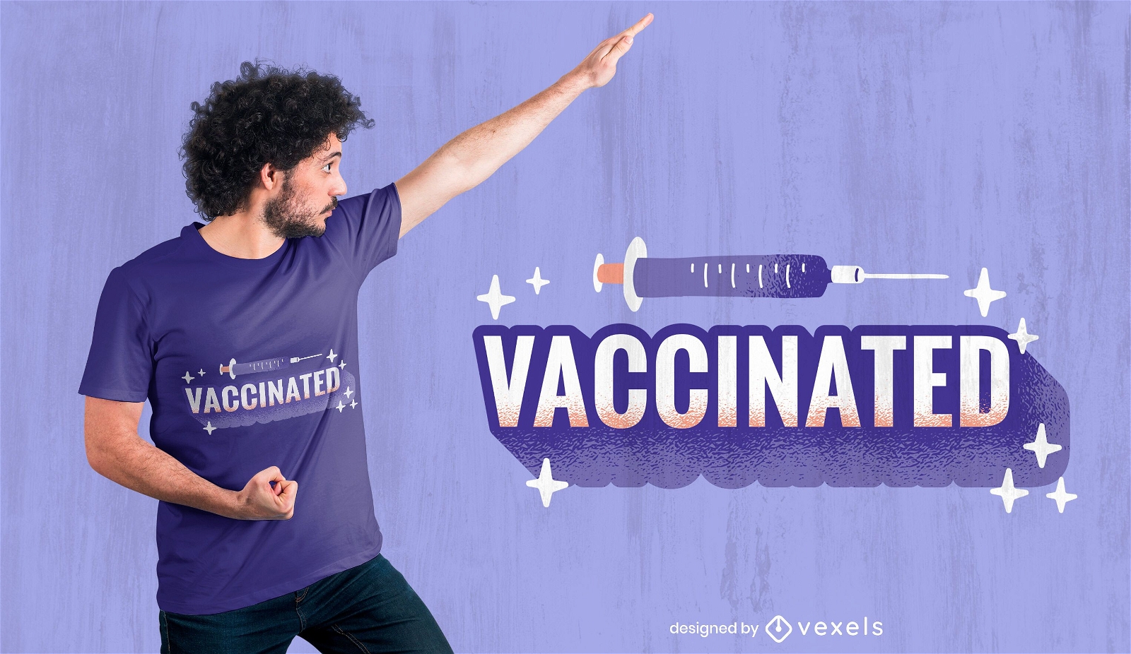Design de camiseta com vacina da Covid 19