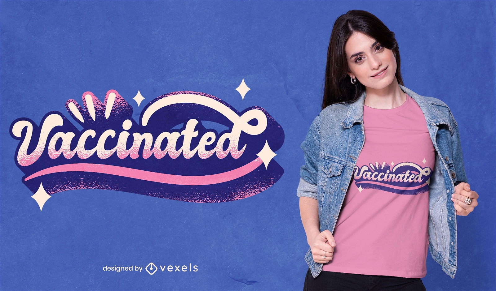 Vaccinated lettering t-shirt design