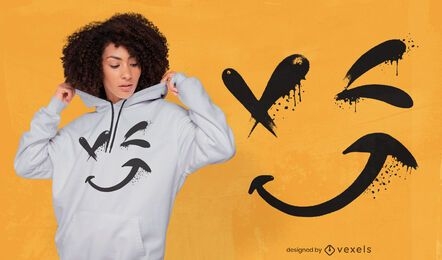 Smiley face winking t-shirt design