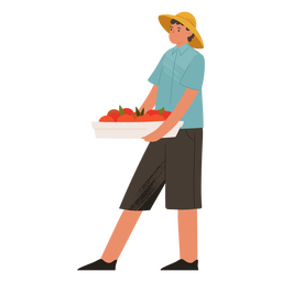 Man carrying oranges semi flat Transparent PNG