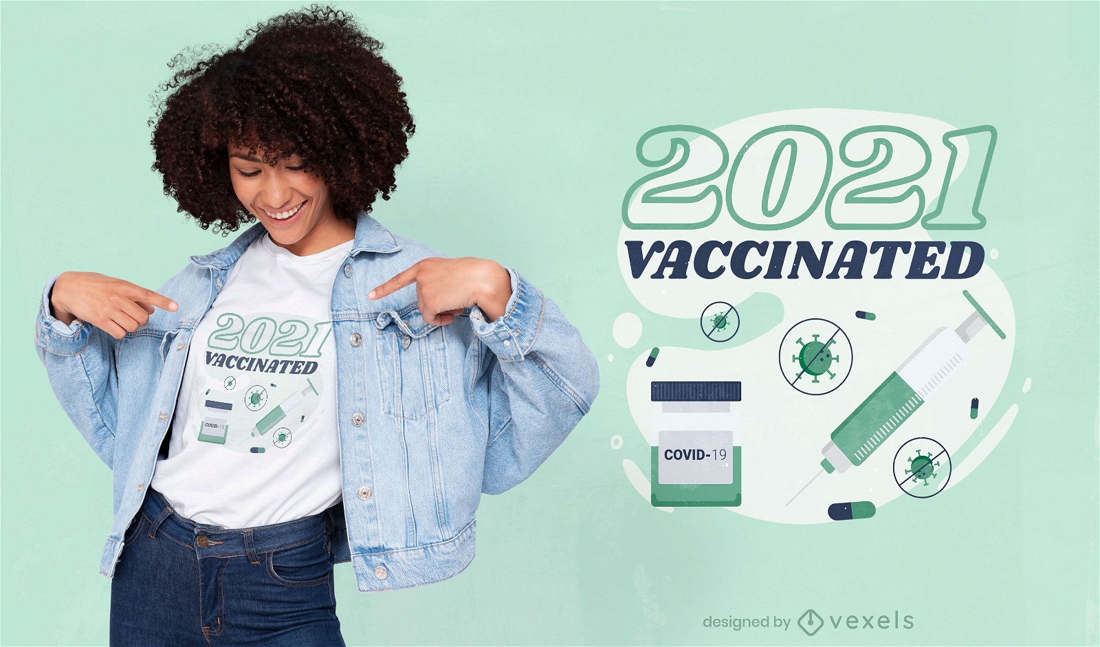 2021 design de camiseta vacinada