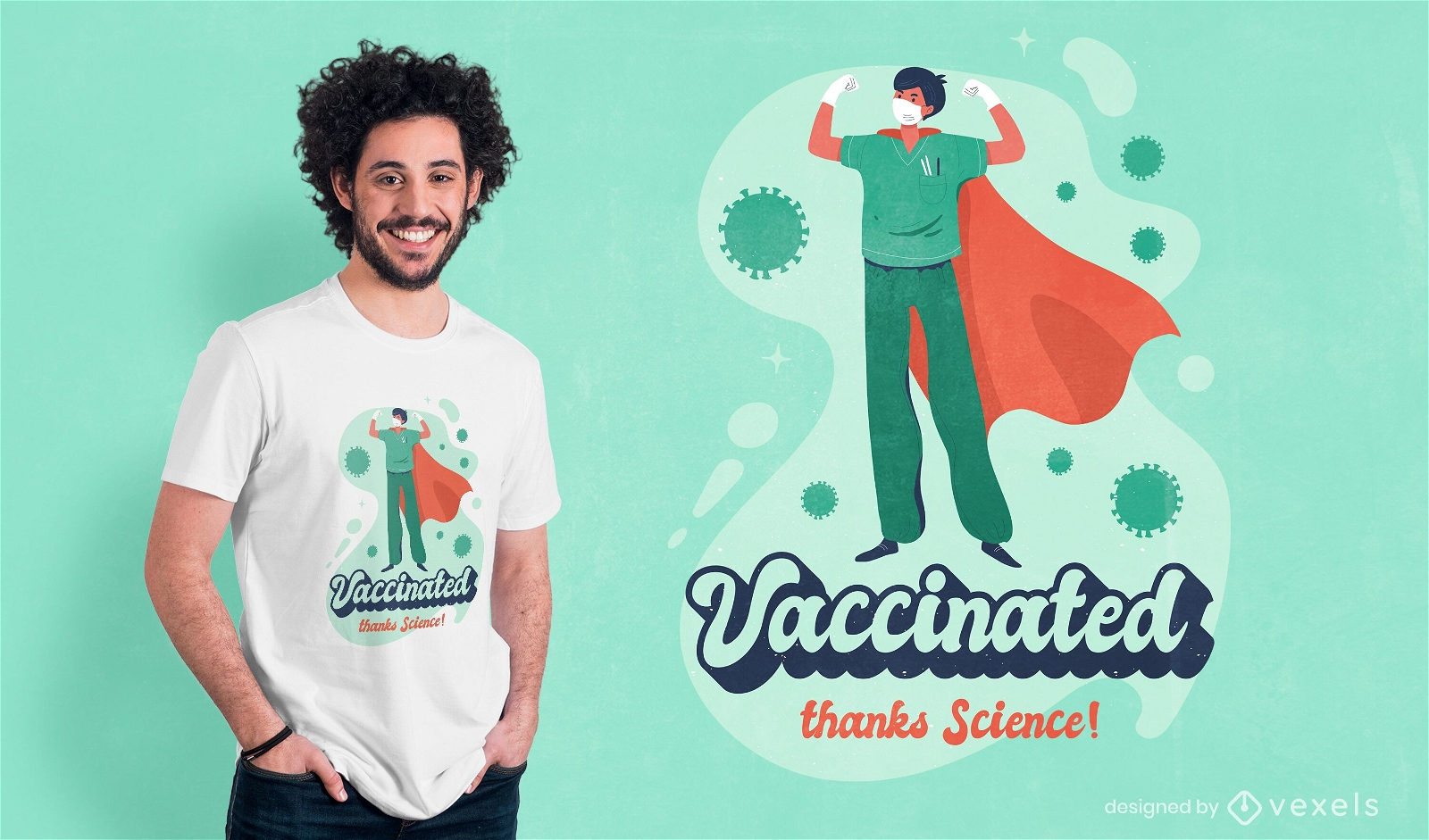 Design de camiseta com orçamento vacinado Covid 19