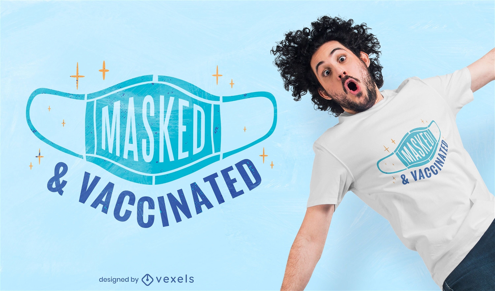 Design de camisetas mascaradas e vacinadas