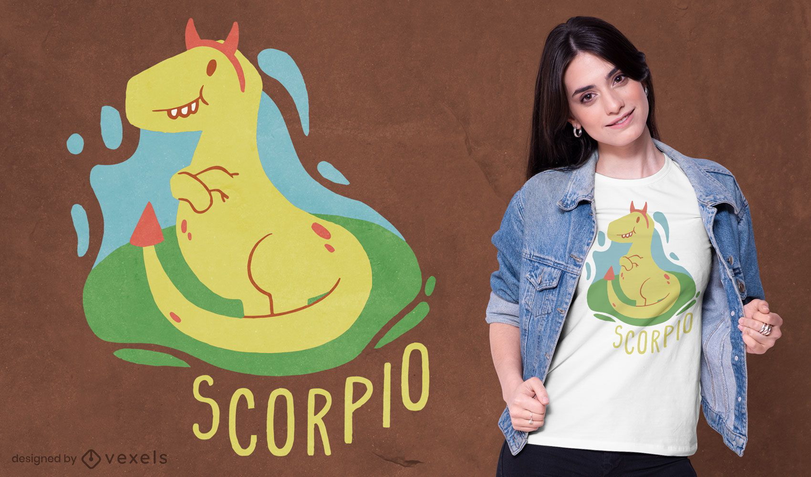 Design de camiseta de Escorpião, signo do zodíaco dinossauro