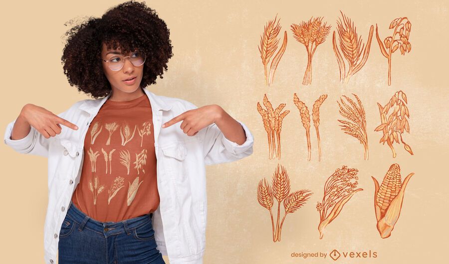Diseño de camiseta de ilustración acuarela de cereales Diseño de camiseta de ilustración acuarela de cereales