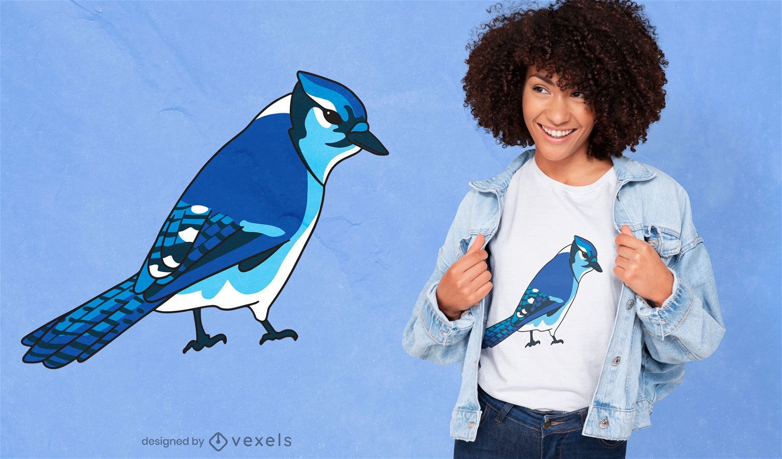 Design de t-shirt das espécies de pássaro gaio-azul