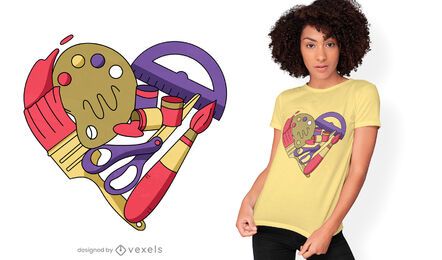 Material de arte design de t-shirt com coração Material de arte design de t-shirt com coração