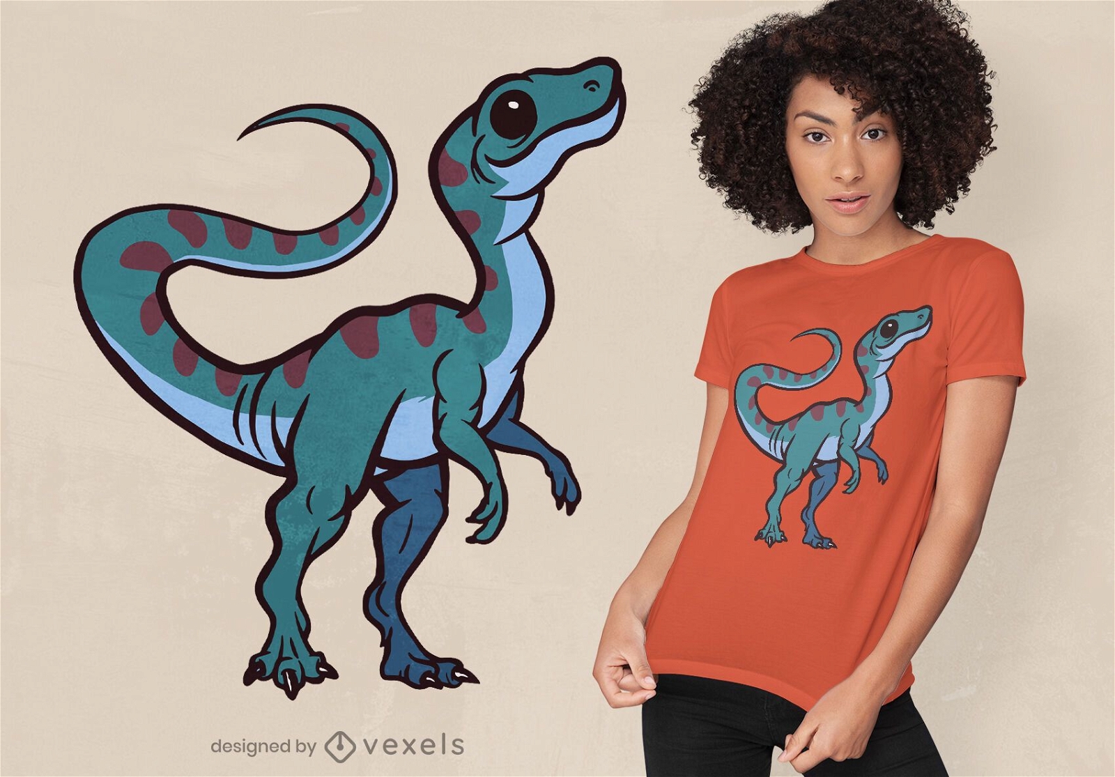 Design fofo de camiseta de dinossauro Compsognathus
