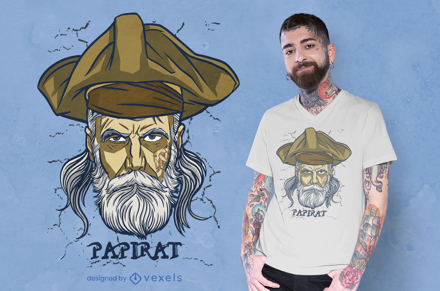 Design de t-shirt alemão com jogo de palavras do pai pirata