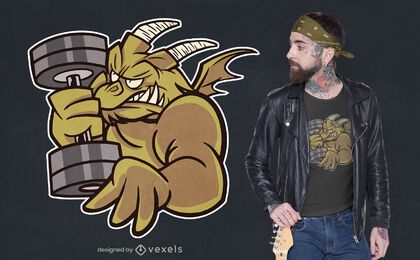 Desenho de camiseta de dragão de halterofilismo