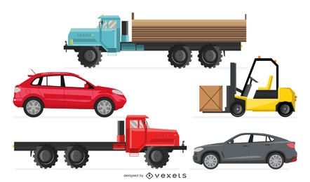 Forklift Lorry and Car