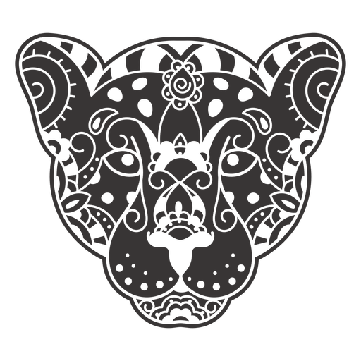 Cougar head black and white mandala PNG Design