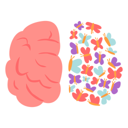 Brain With Butterflies Flat PNG & SVG Design For T-Shirts