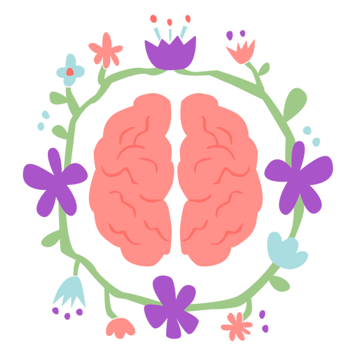 Brain with flower crown flat