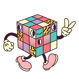Rubiks cube retro cartoon