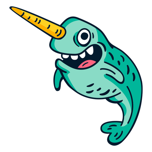Crazy narwhal cartoon