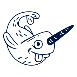  Silly narwhal filled stroke PNG Design