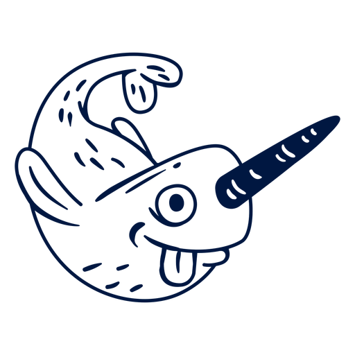  Silly narwhal filled stroke PNG Design