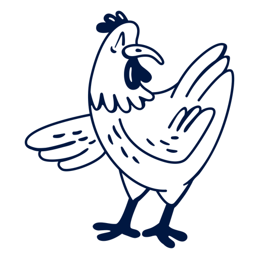 Happy chicken filled stroke PNG Design