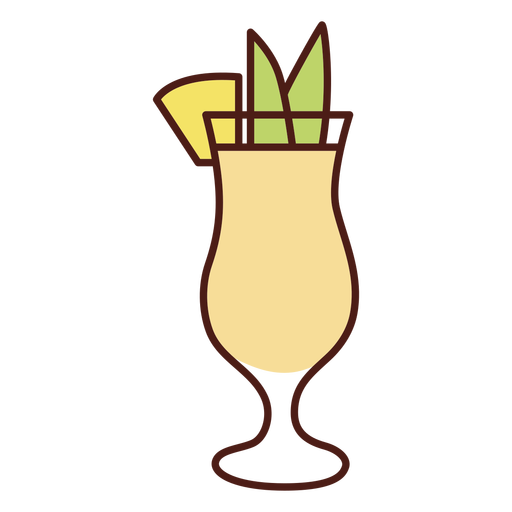 Piña colada drink color stroke PNG Design