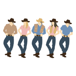 Group of cowboys flat PNG Design