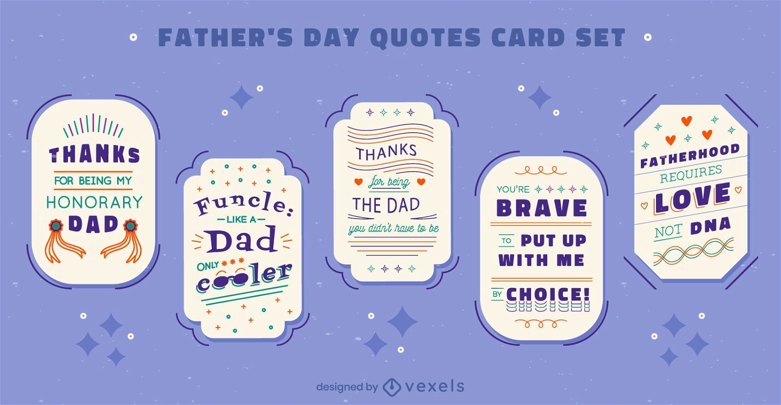 Father's day holiday quotes card set