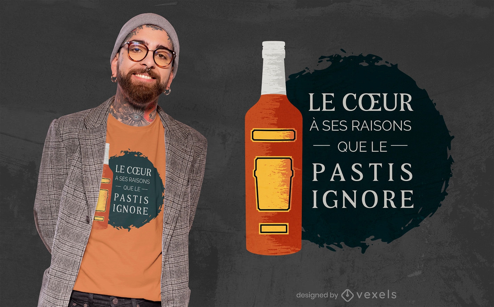 Design de t-shirt com cita?es de pastis de bebida francesa