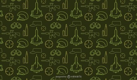 Diseño de patrón verde de elementos militares