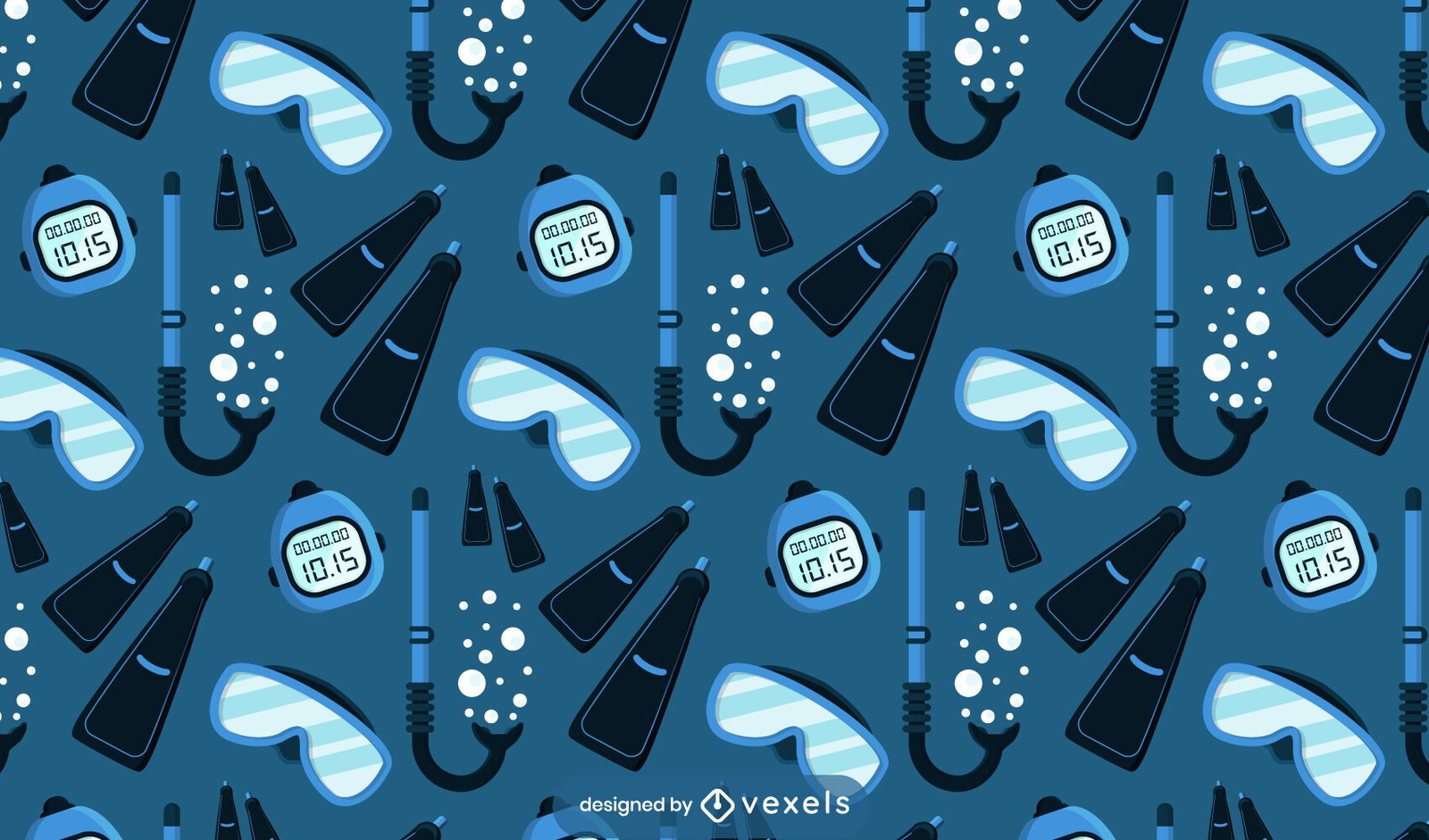 Scuba diving elements pattern design