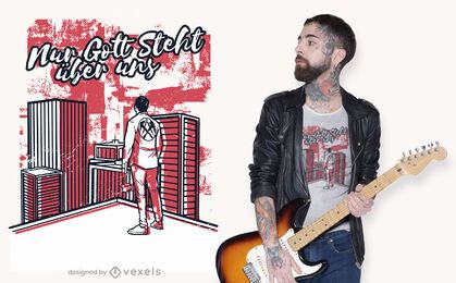 Hombre en diseño de camiseta de edificio de techo Hombre en diseño de camiseta de edificio de techo