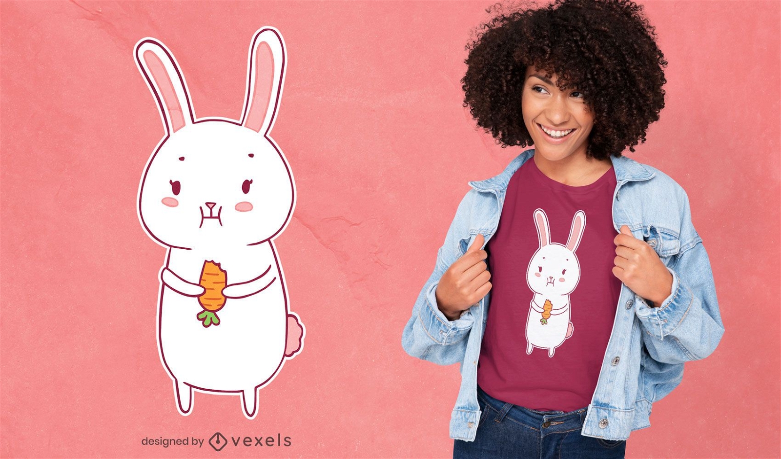 Cute bunny eating carrot t-shirt design