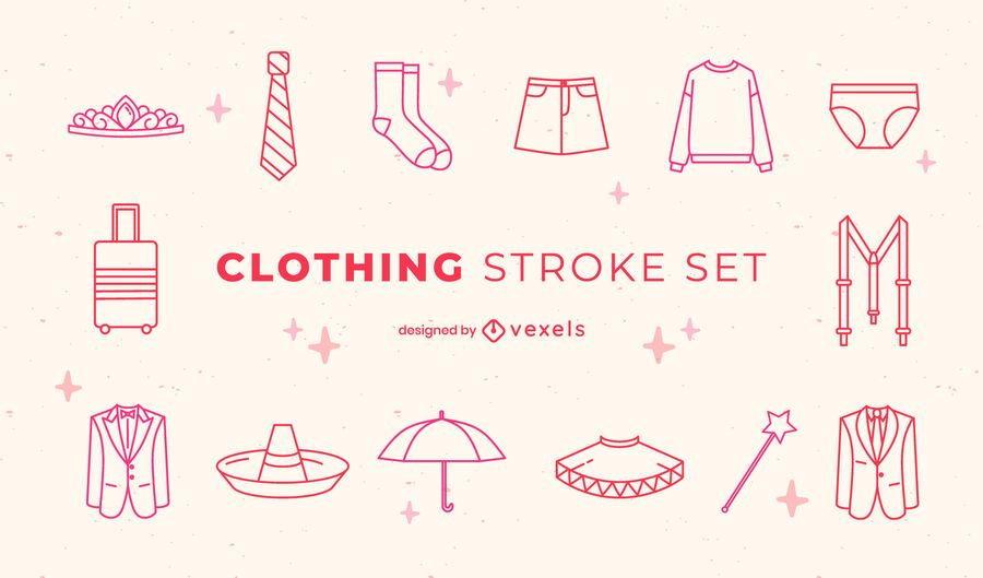 Formal clothes and costumes line art set Formal clothes and costumes line art set
