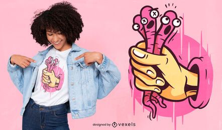 Hand grabbing worms t-shirt design Hand grabbing worms t-shirt design