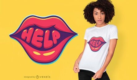 Diseño de camiseta con letras en negrita de boca de ayuda