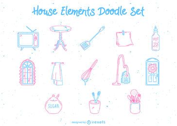 Home kitchen elements doodle set Home kitchen elements doodle set