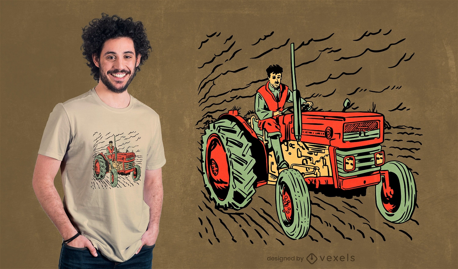Teenager driving tractor t-shirt design