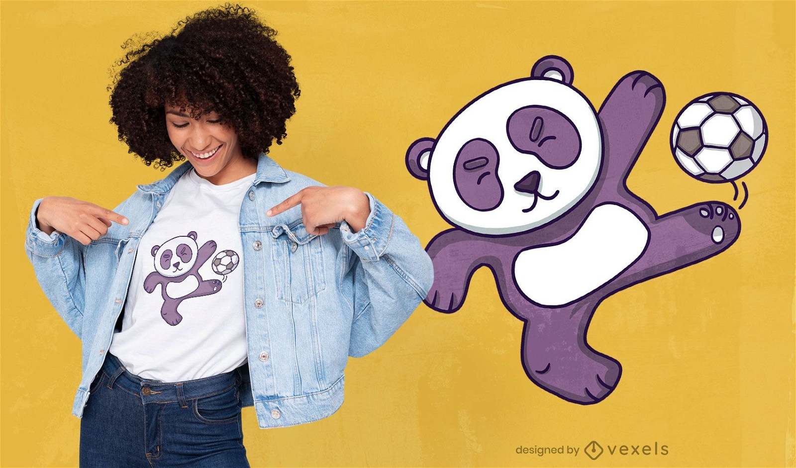 Panda spielt Fu?ball-T-Shirt Design
